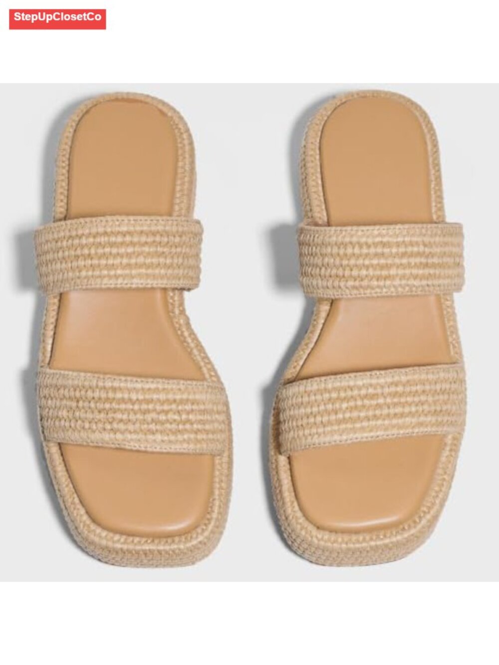Woven Espadrille Platform Sandals Wedge Slip On Summer Beach Raffia Comfort - Picture 5 of 6